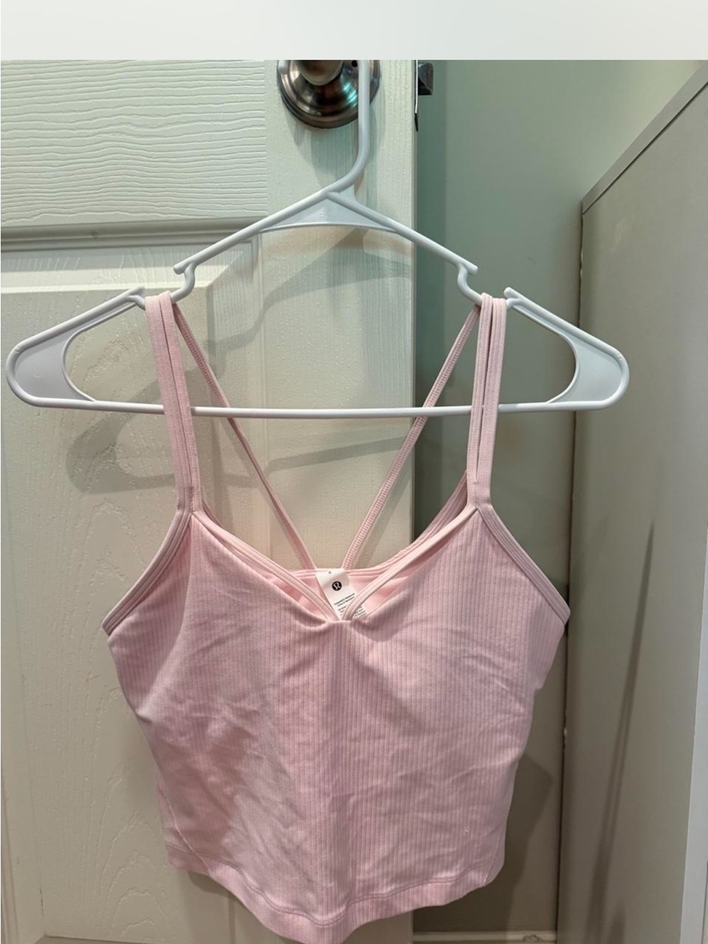 Lululemon-Light Pink Ribbed Strappy Crop Top - size 6